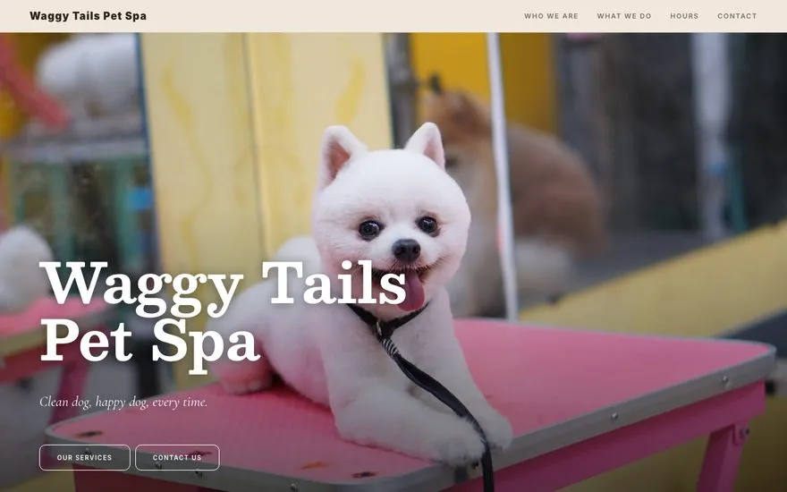 Waggy Tails Pet Spa — live sample site preview